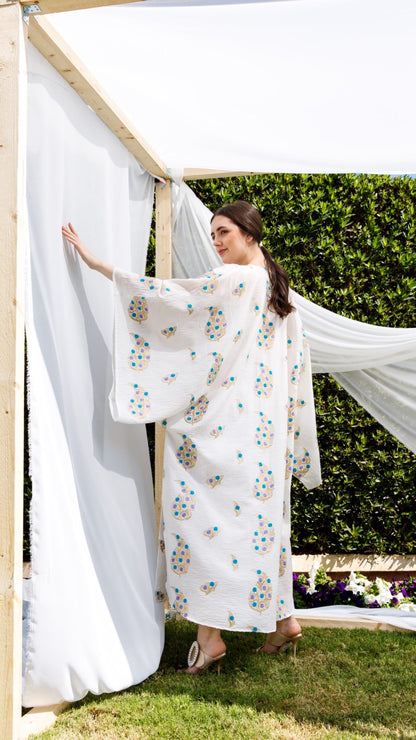Fancy white loose dress - Basma by Haya
