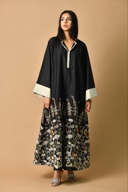 Black embroidered kaftan - Basma by Haya
