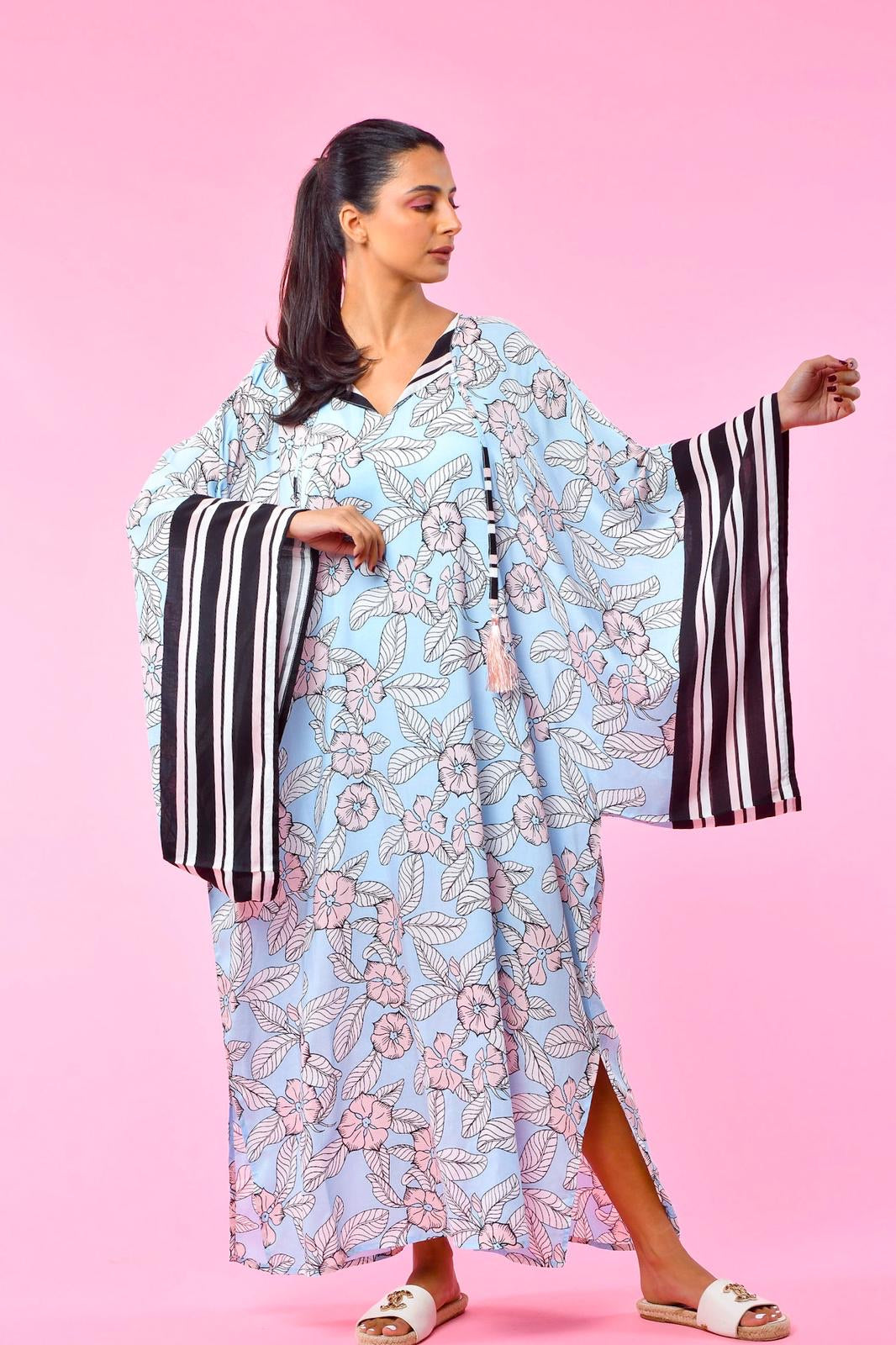 Light blue floral dress - Basma by Haya