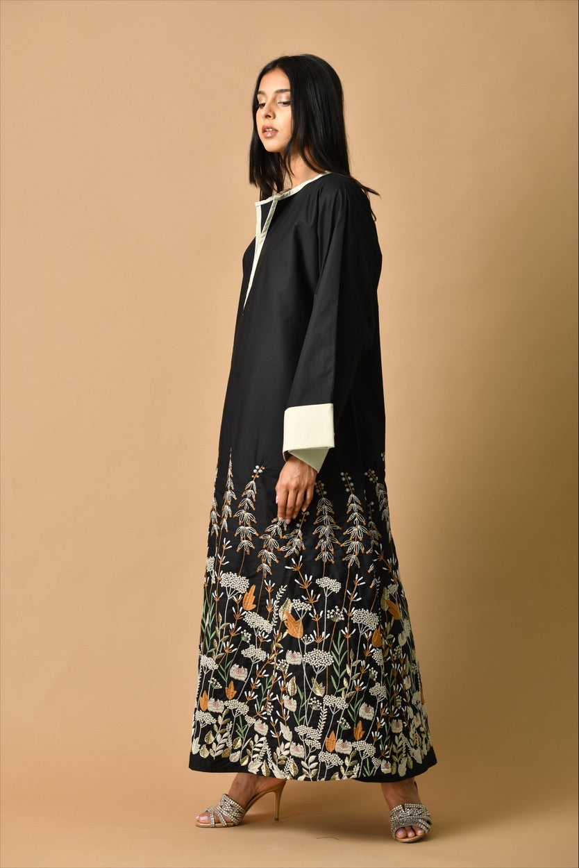 Black embroidered kaftan - Basma by Haya